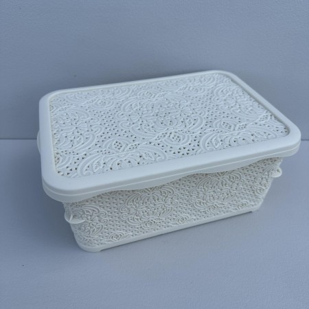 Корзина пластикова з кришкою 5 л 29х20х12 см Elif Plastik 213012 молочна