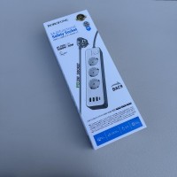 Мережевий подовжувач 2 м на 3 розетки, 3 USB-А і 1 USB-C порт Borofone BAC9 16650
