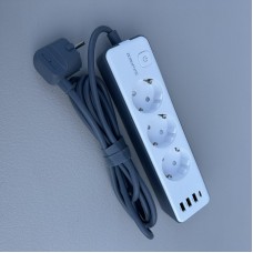 Мережевий подовжувач 2 м на 3 розетки, 3 USB-А і 1 USB-C порт Borofone BAC9 16650