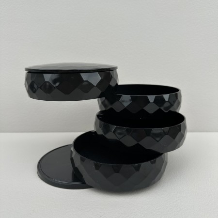 Скринька для зберігання ювелірних виробів та біжутерії 4 відділення Dunya Plastik 07414 чорна