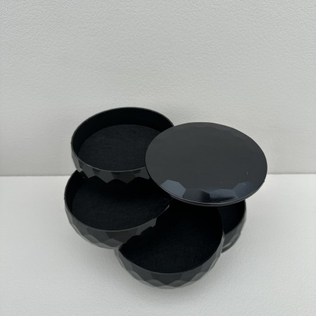 Скринька для зберігання ювелірних виробів та біжутерії 4 відділення Dunya Plastik 07414 чорна