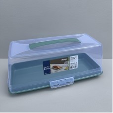 Тортівниця пластикова прямокутна 37х17,5х13,5 см Dunya Plastik 30309 бірюзова