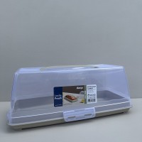 Тортівниця пластикова прямокутна 37х17,5х13,5 см Dunya Plastik 30309 бежева