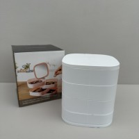 Органайзер для зберігання прикрас та косметики 4 відділення з дзеркалом 11х11х12,5 см Akay Plastik AK 766 білий