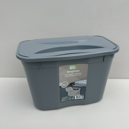 Підвісний контейнер для сміття з кришкою 27,5х17,5х17,7 см Poly Time E-561 сірий