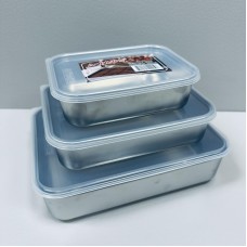 Набір лотків з нержавіючої сталі з кришкою 700 мл, 1200 мл, 1900 мл A-Plus 2210/2211/2212