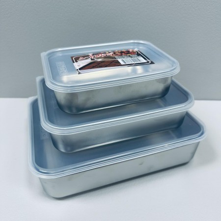 Набір лотків з нержавіючої сталі з кришкою 700 мл, 1200 мл, 1900 мл A-Plus 2210/2211/2212