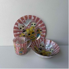 Набір дитячого скляного посуду 3 предмети "Лол" рожевий 4848-1