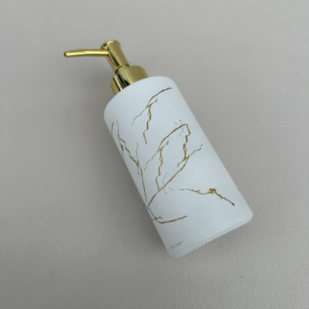 Дозатор скляний для рідкого мила h-19 см 350 мл Stenson R89572 білий мармур