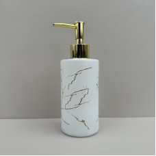 Дозатор скляний для рідкого мила h-19 см 350 мл Stenson R89572 білий мармур
