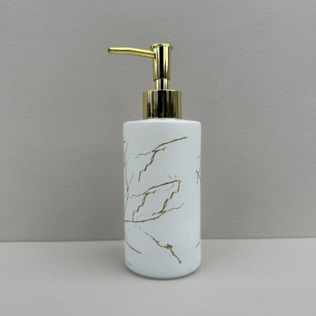 Дозатор скляний для рідкого мила h-19 см 350 мл Stenson R89572 білий мармур