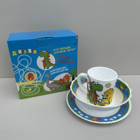 Набір дитячого посуду Динозаври 3 предмети Vittora VT-404D