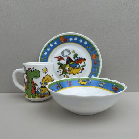 Набір дитячого посуду Динозаври 3 предмети Vittora VT-404D