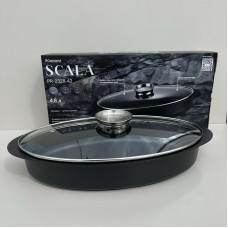 Жаровня алюмінієва зі скляною кришкою овальна 4,8 л 42х23 см Pepper Scala PR-2328-42