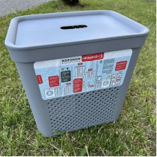 Корзина для білизни 35 л 39х29,5х40 см з органайзером 10 л 28,5х19х26 см Алеана 171038 сіра