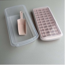 Форма для льоду з контейнером пластикова 27х13,5х8 см Stenson R92486 прозоро-рожева