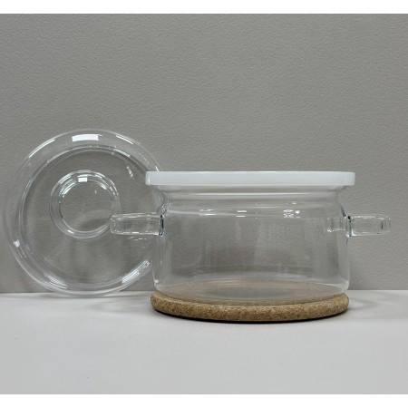 Каструля скляна з пластиковою, скляною кришкою та корковою підставкою 1,5 л Simax Gourmet Color s520/6063