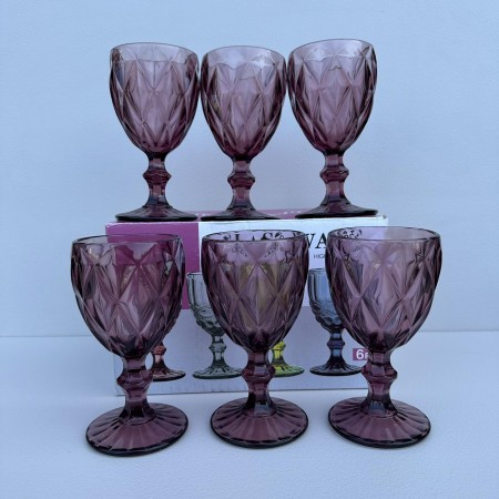 Набір скляних келихів для вина 6 шт 240 мл Purple Red A-Plus 9004