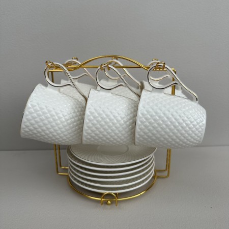 Чайний сервіз порцеляновий на металевій стійці 12 предметів "Селія" (чашка 200 мл, блюдце 13,7 см S&T 15222-00