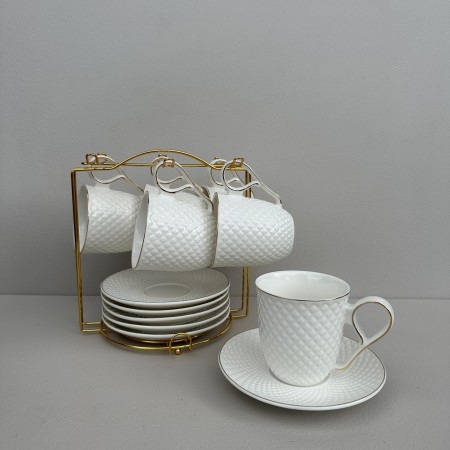 Чайний сервіз порцеляновий на металевій стійці 12 предметів "Селія" (чашка 200 мл, блюдце 13,7 см S&T 15222-00