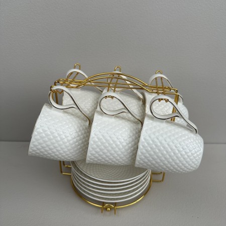 Чайний сервіз порцеляновий на металевій стійці 12 предметів "Селія" (чашка 200 мл, блюдце 13,7 см S&T 15222-00