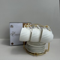 Чайний сервіз порцеляновий на металевій стійці 12 предметів "Франческа" (чашка 230 мл, блюдце 13,7 см S&T 15220-00 /15221-00