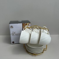 Чайний сервіз порцеляновий на металевій стійці 12 предметів "Франческа" (чашка 230 мл, блюдце 13,7 см S&T 15220-00 /15221-00