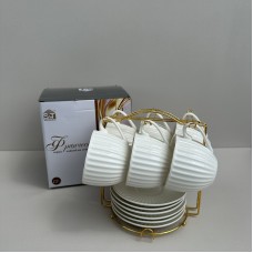 Чайний сервіз порцеляновий на металевій стійці 12 предметів "Франческа" (чашка 230 мл, блюдце 13,7 см S&T 15220-00 /15221-00