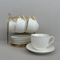 Чайний сервіз порцеляновий на металевій стійці 12 предметів "Франческа" (чашка 230 мл, блюдце 13,7 см S&T 15220-00 /15221-00