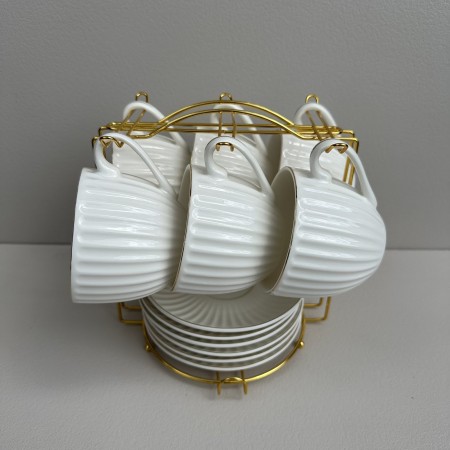 Чайний сервіз порцеляновий на металевій стійці 12 предметів "Франческа" (чашка 230 мл, блюдце 13,7 см S&T 15220-00 /15221-00