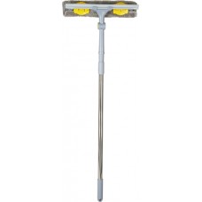 Швабра для миття вікон 2в1 насадка з мікрофібри 30 см, хромована телескопічна ручка 73-123 см Eco Fabric EF-3025