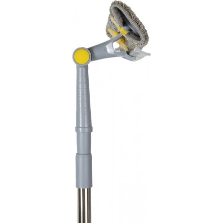 Швабра для миття вікон 2в1 насадка з мікрофібри 30 см, хромована телескопічна ручка 73-123 см Eco Fabric EF-3025