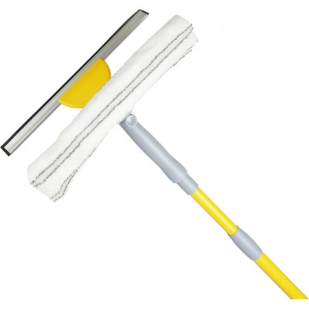 Швабра для миття вікон насадка з мікрофібри 30 см, металева телескопічна ручка 75-120 см Eco Fabric EF-3020