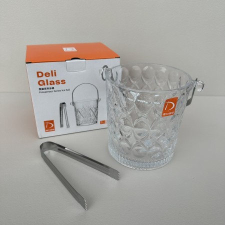 Відро для льоду із щипцями 980 мл скляне Діамант A-PLUS 3489