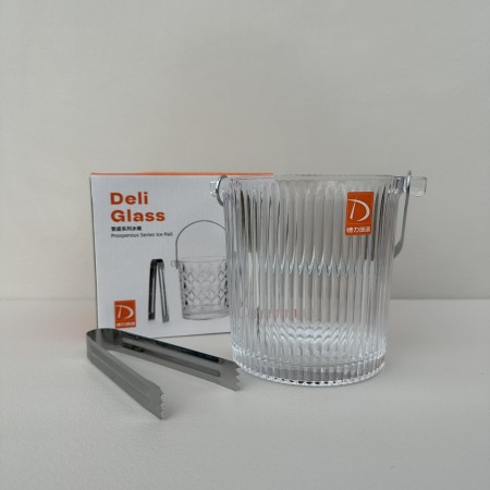 Відро для льоду із щипцями 980 мл скляне Полоска A-PLUS 3487