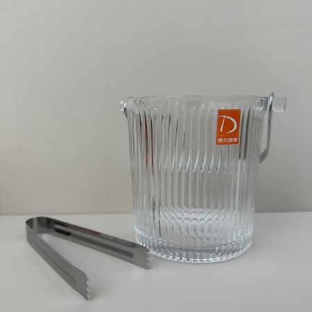 Відро для льоду із щипцями 980 мл скляне Полоска A-PLUS 3487