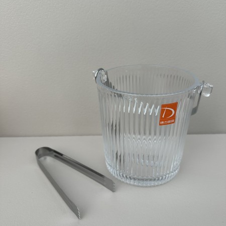 Відро для льоду із щипцями 980 мл скляне Полоска A-PLUS 3487