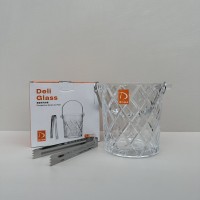 Відро для льоду із щипцями 980 мл скляне Ромби A-PLUS 3488