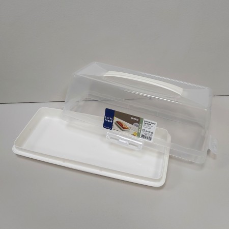Тортівниця пластикова прямокутна 37х17,5х13,5 см Dunya Plastik 30309 біла