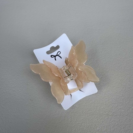 Крабик для волосся "Метелик" 8х6 см подвійний 39154 бежевий