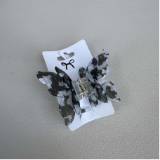 Крабик для волосся "Метелик" 8х6 см подвійний 39154 сірий з білим