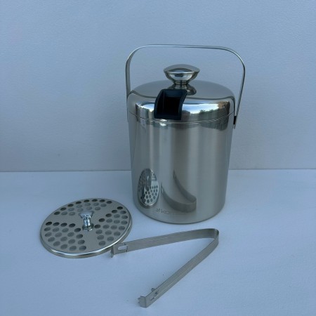 Відро для льоду з кришкою та щипцями 1,3 л з нержавіючої сталі Kamille KM-7766