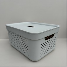 Корзина пластикова з кришкою для побутових речей 15 л 39х29х20 см Simple Алеана 171036 сіра