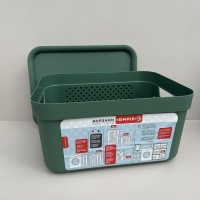 Корзина пластикова з кришкою для побутових речей 15 л 39х29х20 см Simple Алеана 171036 зелена