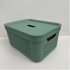 Корзина пластикова з кришкою для побутових речей 15 л 39х29х20 см Simple Алеана 171036 зелена