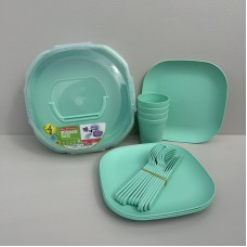 Набір для пікніка 4 персони 21 предмет Ucsan Plastik M-791 бірюзовий