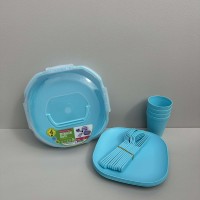 Набір для пікніка 4 персони 21 предмет Ucsan Plastik M-791 блакитний