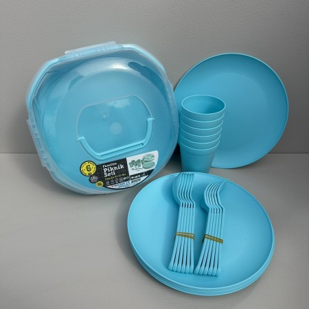 Набір для пікніка 6 персони 26 предмет Ucsan Plastik M-3974 блакитний