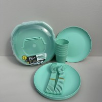Набір для пікніка 6 персон 26 предметів Ucsan Plastik M-3974 бірюзовий