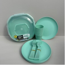 Набір для пікніка 6 персон 26 предметів Ucsan Plastik M-3974 бірюзовий
